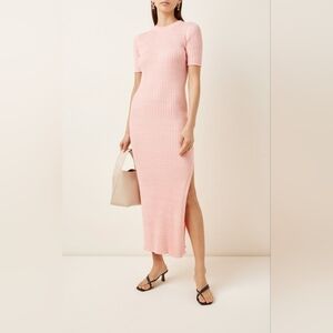 Anna Quan Melina Pink Short Sleeve Ribbed Maxi Dress New  Au6